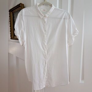 XIRENA White Short Sleeve Blouse Size M
